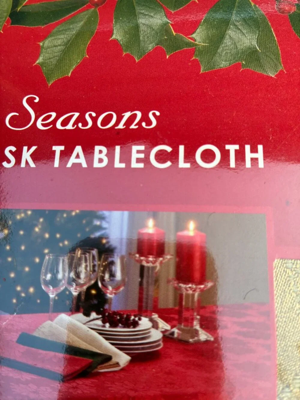 Damask Gold Oblong Holiday Poinsettia Tablecloth 52 x 70 inches